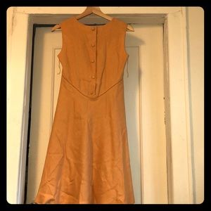 Vintage Mustard Yellow Swing Linen Dress, Size 6
